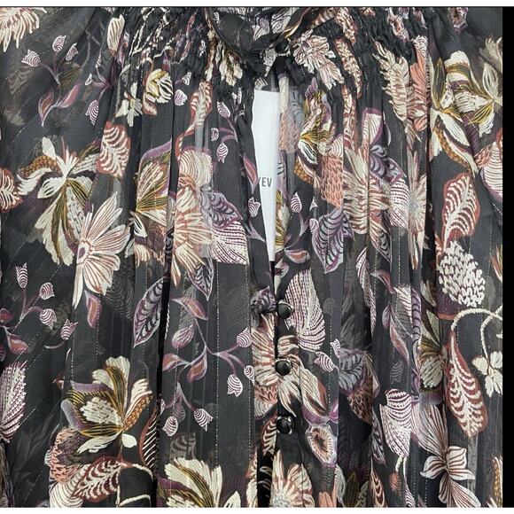 Sabina Musayev Geneva Floral Midi Dress Size XS Black Gold Metallic Sheer NWT - Picture 6 of 16